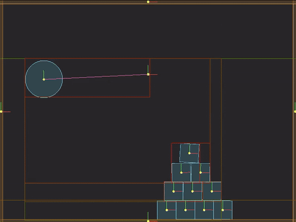 Demonstration of the dynamic AABB trees and constraint solving